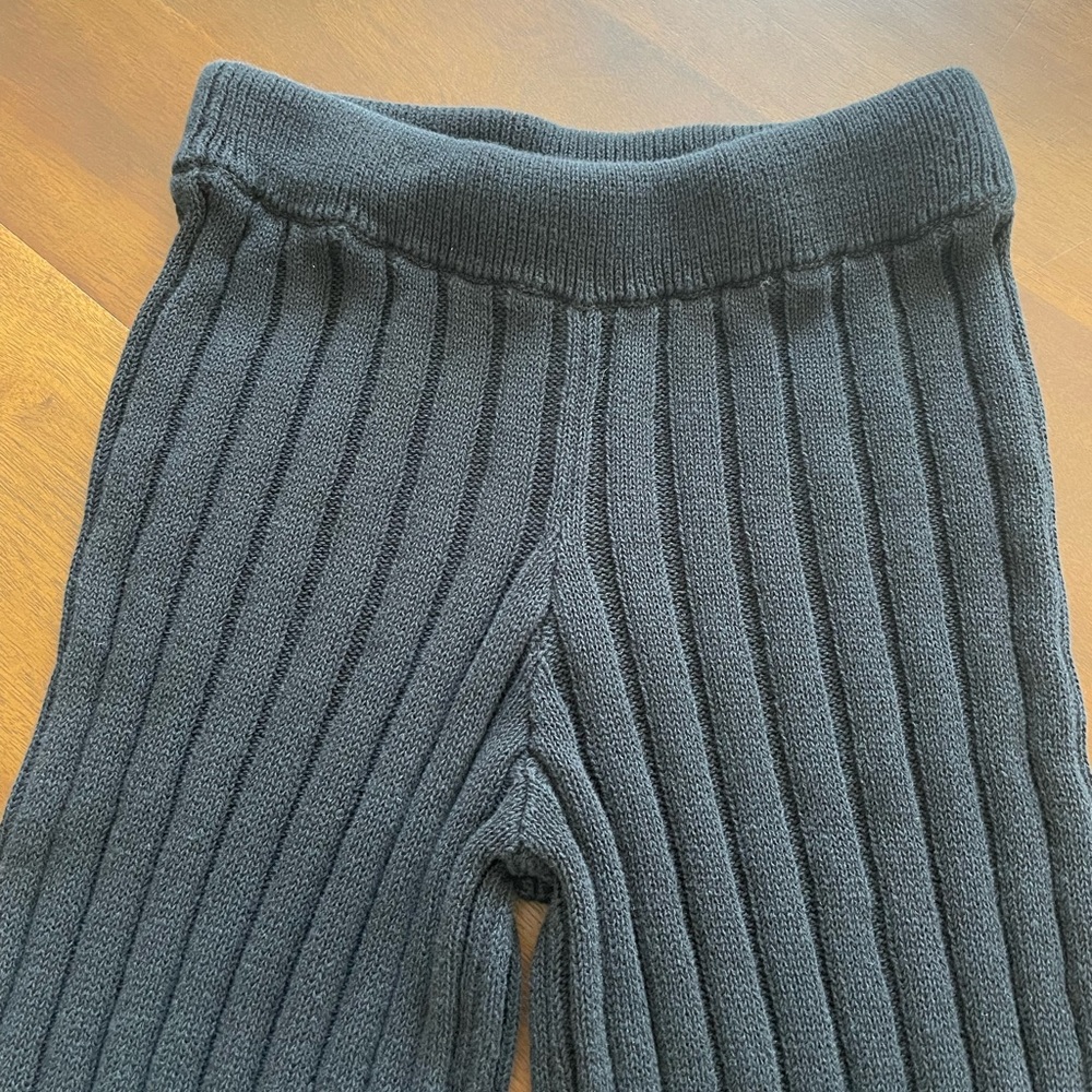 Free People Beach Black Ribbed Sweater Flare Pants